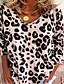 billige T-shirts-Dame Store størrelser T skjorte Leopard Gepardmønster Rosa Brun Kakifarget Langermet Daglig V-hals Normal