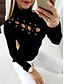 cheap Tops &amp; Blouses-Women&#039;s Blouse Shirt Solid Colored Long Sleeve Backless Cut Out Standing Collar Tops Basic Top White Black