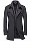 billige Sale-blandet jakke til mænd enkelt breasted slim fit tyk vinter vindtæt ærter frakke med aftageligt tørklæde