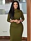 cheap Elegant Dresses-Women&#039;s Bodycon Dress - 3/4 Length Sleeve Solid Colored Basic Daily Wear Slim Green S M L XL XXL XXXL
