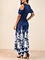 cheap Elegant Dresses-Women&#039;s Swing Dress Midi Dress Black Wine Navy Blue Short Sleeve Floral Print Floral Cut Out Print Round Neck Casual Cap Sleeve Cold Shoulder Belt Not Included L XL XXL 3XL 4XL 5XL / Plus Size