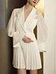 cheap Work Dresses-Women&#039;s Sheath Dress Long Sleeve Solid Colored Ruched V Neck Elegant White S M L XL