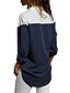 cheap Tops &amp; Blouses-Women&#039;s Color Block Blouse Patchwork Long Sleeve Daily Loose Tops Chiffon Elegant Streetwear Shirt Collar White Blue Royal Blue