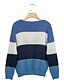 preiswerte Sweaters &amp; Cardigans-Damen Zur Seite fahren Gestreift Langarm Lose Pullover Strickjacken Rundhalsausschnitt Blau Purpur Gelb
