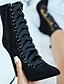 cheap Boots-Women&#039;s Boots Stiletto Heel Boots Pumps Pointed Toe Booties Ankle Boots Vintage Minimalism Daily Suede Lace-up Solid Colored Winter Black Army Green Pink / Mid-Calf Boots