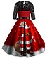 preiswerte Retro-Königin-Damen A-Linie Kleid Midikleid - 3/4 Ärmel Geometrisch Druck Elegant Weihnachten Rote S M L XL XXL