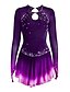 cheap Ice Skating-Figure Skating Dress Women&#039;s Girls&#039; Ice Skating Dress Outfits Violet White Purple Spandex Halo Dyeing Competition High Elasticity Skating Wear Solid Colored Handmade Ice Skating Figure Skating Long