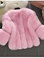 cheap Furs &amp; Leathers-Women&#039;s Fur Coat Fall Winter Going out Casual / Daily Short Coat Regular Fit Streetwear Jacket Long Sleeve Pleated Solid Colored Blushing Pink Gray White