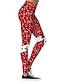 baratos Pants-Mulheres Natal Delgado Leggings Calças 3D impressão Estampado Vermelho S M L