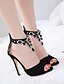 cheap Sandals-Women&#039;s Sandals Glitter Crystal Sequined Jeweled Daily Summer Stiletto Heel Peep Toe Suede Buckle Black