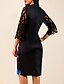 cheap Knee-Length Dresses-Women&#039;s Sheath Dress Black 3/4 Length Sleeve Floral Print Lace Print Fall Spring Round Neck Elegant M L XL XXL 3XL