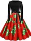 cheap Vintage Dresses-Women&#039;s Sheath Dress Knee Length Dress - Long Sleeve Snowman Snowflake Print Basic Christmas Party Festival White Red S M L XL XXL