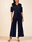 abordables Jumpsuits &amp; Rompers-Femme Col en V Blanche Noir Bleu Mince Combinaison-pantalon Couleur Pleine