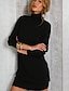 abordables Robes Midi-Mini robe Femme Robe Fourreau manche longue Elégant Couleur Pleine Col Roulé Mince Noir S M L XL