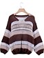 cheap Sweaters-Women&#039;s Striped Pullover Long Sleeve Loose Sweater Cardigans V Neck Red Green Gray
