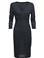 cheap Midi Dresses-Women&#039;s Bodycon Midi Dress - Long Sleeve Solid Colored Deep V Blue Wine Dark Gray Brown S M L XL XXL