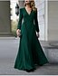 cheap Maxi Dresses-Women&#039;s A-Line Dress Long Sleeve Solid Colored V Neck Black Wine Army Green S M L XL / Maxi