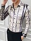 billige Herreskjorter-Herre Skjorte Grafisk Geometrisk Plusstørrelser Trykt mønster Langærmet I-byen-tøj Toppe Elegant Gade Guld