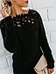 cheap Sweaters-Women&#039;s Blouse Shirt Long Sleeve Solid Colored Round Neck Lace Patchwork Tops Regular Fit Fleece Purple Wine Black