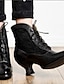 abordables Boots-Femme Bottes Bottes à lacets du quotidien Bottines Bottines Talon Bottier Bout rond Rétro Vintage Microfibre Lacet Noir