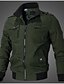 cheap Best Sellers-Men&#039;s Winter Jacket Winter Coat Jacket Daily Stand Collar Jacket Outerwear Solid Colored Blue Army Green Khaki / Long Sleeve