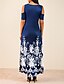 cheap Elegant Dresses-Women&#039;s Swing Dress Midi Dress Black Wine Navy Blue Short Sleeve Floral Print Floral Cut Out Print Round Neck Casual Cap Sleeve Cold Shoulder Belt Not Included L XL XXL 3XL 4XL 5XL / Plus Size