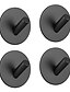 cheap Bath Accessories-Self-Adhesive Matte Black Wall Mounted Hooks, Stainless Steel Kitchen Bathrooms Robe Black Hooks, Towel Stands Sticky Wall Hook, Bath Towel Hooks 4 Packs