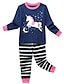 abordables Ropa interior para niñas-Niños Chica Pijama Unicornio Estampado Azul Marino