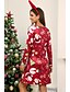abordables Robes Vintage-Robe mi-longue Femme Robe Fourreau manche longue Géométrique Col Rond Soirée Noël Noir Rouge S M L XL XXL 3XL