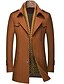abordables Sale-veste en mélange pour homme à boutonnage simple coupe ajustée et coupe-vent d&#039;hiver épais avec écharpe amovible