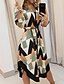 cheap Casual Dresses-Women&#039;s Beige 3/4 Length Sleeve Geometric V Neck Hot US4 / UK8 / EU36 S M L XL