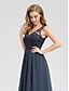preiswerte Maxi-Kleider-Damen Maxi Marineblau Kleid Elegant A-Linie Blumen V-Ausschnitt / Spitze