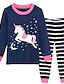 abordables Ropa interior para niñas-Niños Chica Pijama Unicornio Estampado Azul Marino