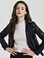 cheap Jackets-Women&#039;s Faux Leather Jacket Spring &amp;  Fall Daily Short Coat Regular Fit Jacket Long Sleeve Solid Colored Black