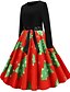 cheap Vintage Dresses-Women&#039;s Sheath Dress Knee Length Dress - Long Sleeve Snowman Snowflake Print Basic Christmas Party Festival White Red S M L XL XXL