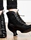 baratos Boots-Mulheres Botas Botas de amarrar Diário Botas Botas Tornozelo Salto Robusto Ponta Redonda Vintage Microfibra Com Cadarço Preto