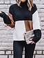 abordables Jerséis-Mujer Bloques Manga Larga Pullover Jersey de punto, Escote Redondo Negro S / M / L
