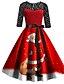 cheap Vintage Dresses-Women&#039;s A-Line Dress Midi Dress - 3/4 Length Sleeve Geometric Print Elegant Christmas Red S M L XL XXL