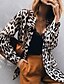 cheap Blazers-Women&#039;s Blazer Khaki Leopard Print Polyester Coat Tops