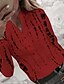 billige Tops &amp; Blouses-Dame Geometrisk Bluse Skjorte Knap Langærmet Daglig Toppe V-hals Hvid Blå Rød