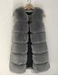 cheap Furs &amp; Leathers-Women&#039;s Faux Fur Coat Daily Fall Winter Long Coat Regular Fit Elegant &amp; Luxurious Jacket Sleeveless Solid Colored Army Green Khaki