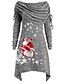 preiswerte Retro-Königin-Damen A-Linie Kleid Minikleid Langarm Weihnachtsmann Geometrisch Grundlegend Weihnachten Schwarz Blau Purpur Rote Grau S M L XL XXL 3XL 4XL 5XL