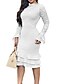cheap Elegant Dresses-Women&#039;s Flapper Dress Knee Length Dress - Long Sleeve The Great Gatsby Solid Colored Hot 1920s White Black Blue Blushing Pink S M L XL XXL