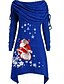 abordables Reina Vintage-Mujer Vestido de una línea Mini vestido Manga Larga Papá Noel Geométrico Básico Navidad Negro Azul Piscina Morado Rojo Gris S M L XL XXL 3XL 4XL 5XL