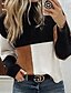 cheap Sweaters-Women&#039;s Color Block Long Sleeve Pullover Sweater Jumper, Round Neck Black S / M / L