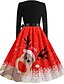 cheap Vintage Dresses-Women&#039;s Snowman Sheath Dress - Long Sleeve Snowflake Print Basic Christmas Party Festival Blue Red S M L XL XXL