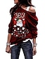 cheap Winter Coats-Women&#039;s Sweatshirt Character Star Christmas Hoodies Sweatshirts  Wine White Black