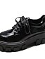 abordables Boots-Mujer Oxfords Exterior Tacón Cuadrado Dedo redondo PU Cordones Negro