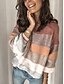 cheap Sweaters-Women&#039;s Striped Pullover Long Sleeve Sweater Cardigans Round Neck Blushing Pink