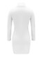 abordables Vestido con el cuerpo-Mujer Corte Ancho Blanco Manga Larga Color sólido De Punto Cuello Alto Básico Casual Croché S M L XL